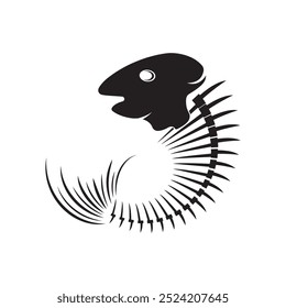 fish skeleton bone icon vector illustration logo design
