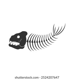 fish skeleton bone icon vector illustration logo design
