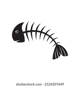 fish skeleton bone icon vector illustration logo design
