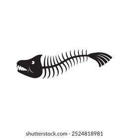 fish skeleton bone icon vector illustration logo design
