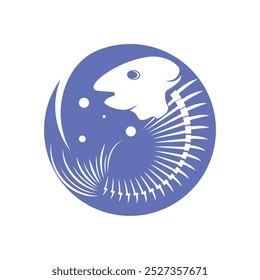 fish skeleton bone icon vector illustration logo design
