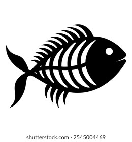 A fish skeleton bone icon vector illustration logo design vector siholouette with white background