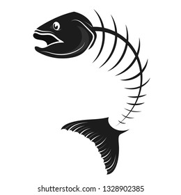 Fish skeleton bone silhouette vector