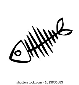 Fish skeleton bones food logo icon sign symbol emblem Hand drawn Doodle cartoon cute style design Fashion print clothes apparel greeting invitation card badge banner poster flyer book menu cover