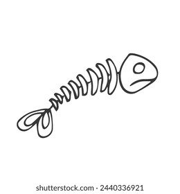 fish skeleton doodle icon sketch