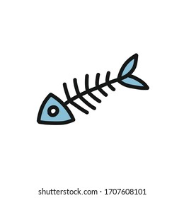 Fish Skeleton Doodle Icon, Vector Illustration