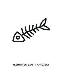 fish skeleton doodle icon, vector illustration