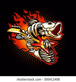 Fish skeleton flame