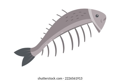 Fish skeleton flat icon organic food waste Rotten meal