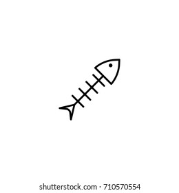 Fish skeleton flat icon. Single high quality symbol of line pet vector for web design or mobile app. Color sign of vet for design logo. Single pictogram on white background