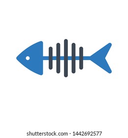 fish skeleton glyph color vector icon