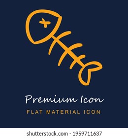 Fish Skeleton Hand Drawn Bones premium material ui ux isolated vector icon in navy blue and orange colors