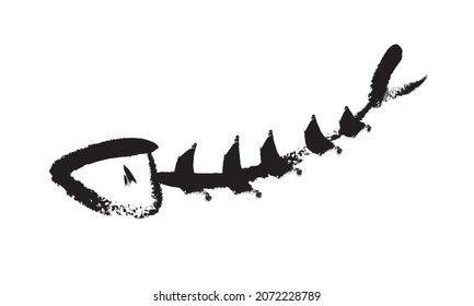 Fish skeleton hand drawn in sketchy style