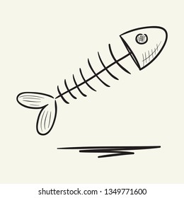 Fish skeleton. Hand drawn vector illustration.