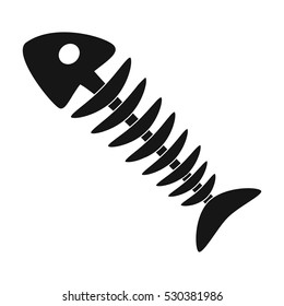 Fish skeleton icon in black style isolated on white background. Trash and garbage symbol stock vector illustration.
