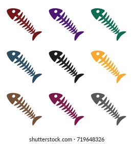 Fish skeleton icon in black style isolated on white background. Trash and garbage symbol stock vector illustration.