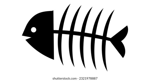 Fish skeleton icon. Cartoon fishbone icon. Vector illustration isolated on white background.