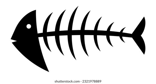 Fish skeleton icon. Cartoon fishbone icon. Vector illustration isolated on white background.