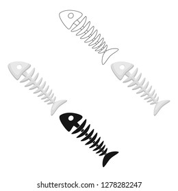 Fish skeleton icon in cartoon style isolated on white background. Trash and garbage symbol stock vector illustration.
