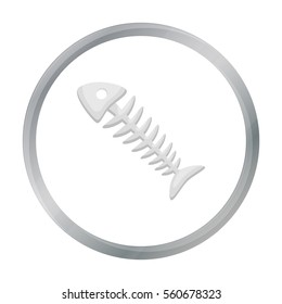 Fish skeleton icon in cartoon style isolated on white background. Trash and garbage symbol stock vector illustration.