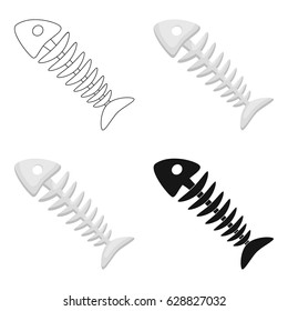 Fish skeleton icon in cartoon style isolated on white background. Trash and garbage symbol stock vector illustration.