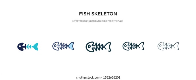 fish skeleton icon in different style vector illustration. two colored and black fish skeleton vector icons designed in filled, outline, line and stroke style can be used for web, mobile, ui