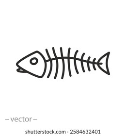 fish skeleton icon, fishbone, simple symbol, thin line vector illustration