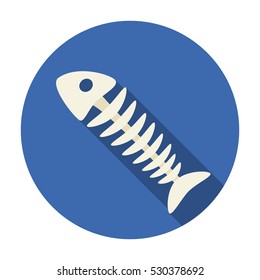 Fish skeleton icon in flat style isolated on white background. Trash and garbage symbol stock vector illustration.