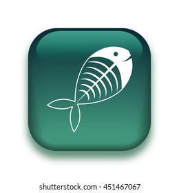 fish skeleton icon - glossy vector button