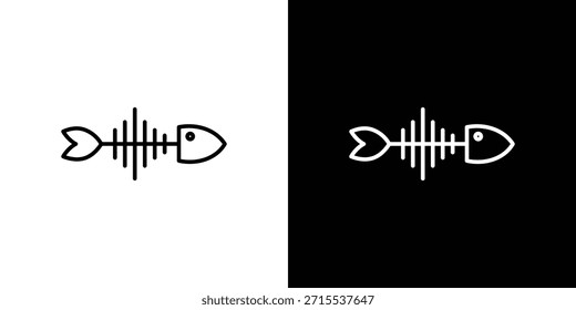 Icono de esqueleto de pez en diseño de línea. Iconos de trazo editables.
