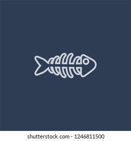 Fish skeleton icon. Fish skeleton linear design concept from Drinks collection. Simple element vector illustration on dark blue background.