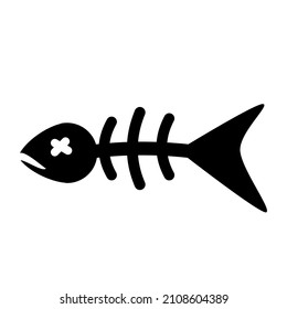 Fischskelettsymbol oder -zeichen einzeln auf weißem Hintergrund