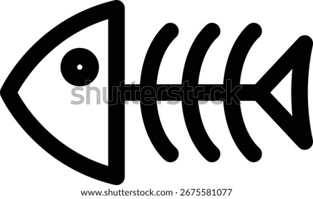 a fish skeleton icon with thick lines