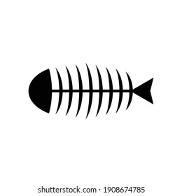 Fish Skeleton Icon Vector Black Icon Line Style