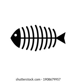 fish skeleton icon vector black icon line style