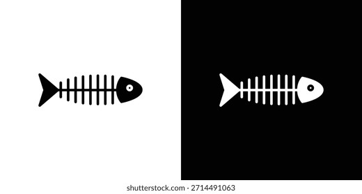 Fish skeleton icons vector silhouette design. Vector flat graphic design illustration.