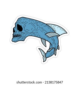 fish skeleton isolated. Terrible variety of fish. Fish skull