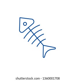 Fish skeleton  line icon concept. Fish skeleton  flat  vector symbol, sign, outline illustration.