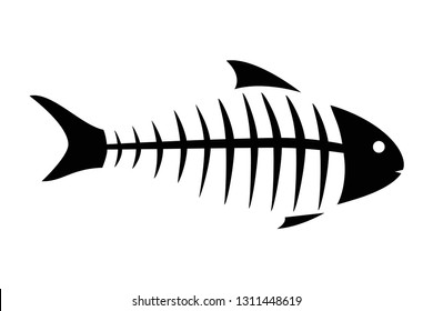 Fish skeleton line icon. Icon of fishbone. Fish skeleton on a white background. Fish menu vector illustration