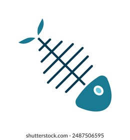 Fish skeleton line icon. Marine life, fish bones, environmental impact, waste, pollution, aquatic life, dead fish, marine ecosystem, ocean, decomposition, fish, skeleton, bones, environmental