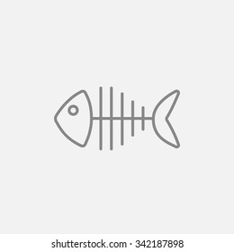 Fish skeleton line icon for web, mobile and infographics. Vector dark grey icon isolated on light grey background.
