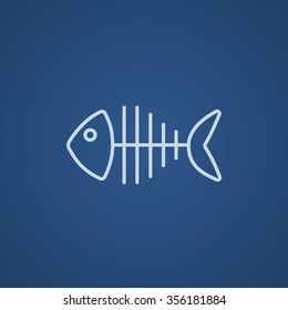 Fish skeleton line icon for web, mobile and infographics. Vector light blue icon isolated on blue background.