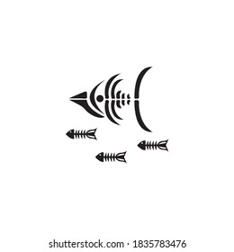 fish skeleton logo design ilustration icon vector templat
