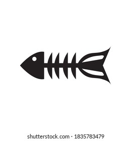 fish skeleton logo design ilustration icon vector templat

