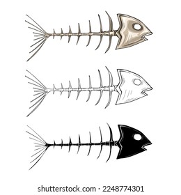 Fish skeleton monochrome concept, isolated vector illustration