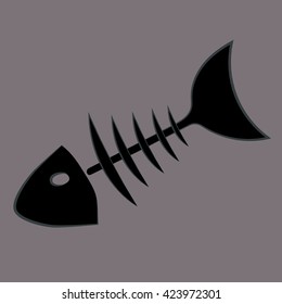 fish skeleton on a purple background