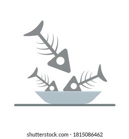 fish skeleton on a white background