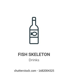 Fish skeleton outline vector icon. Thin line black fish skeleton icon, flat vector simple element illustration from editable drinks concept isolated stroke on white background