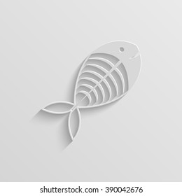 fish skeleton paper vector icon