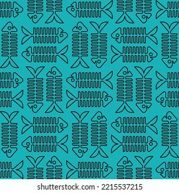 Fish skeleton Pattern seamless . Fish bones Background. Baby fabric texture